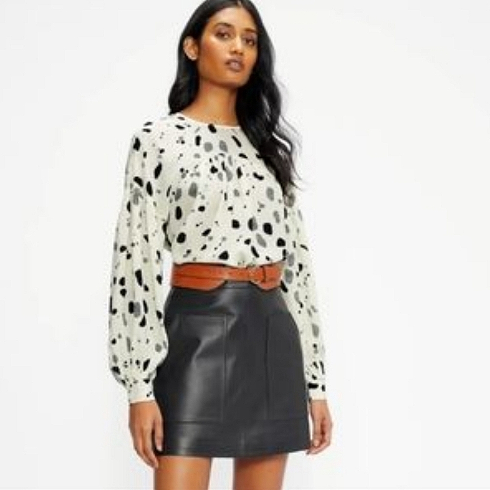 TED BAKER London Dannica Long Cuffed Puff Sleeve Crew Neck Top sz 1 Small